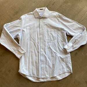 Bugatchi Classic Fit Light Blue Tonal Plaid Cotton Shirt Size Large EUC